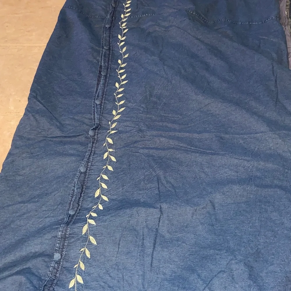 Vintage Smith & Johnson dry goods denim with ivy vine embroidered duvet cover